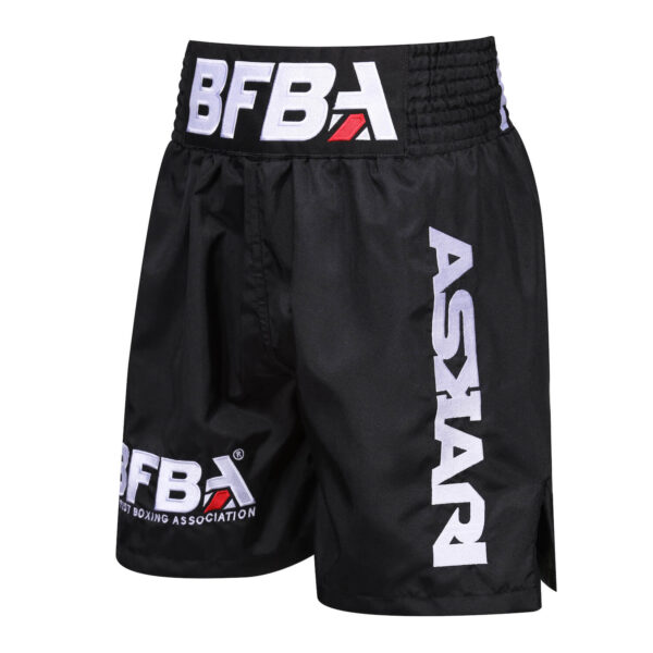 Limited Edition Askari BFBA Boxing Shorts black and white front