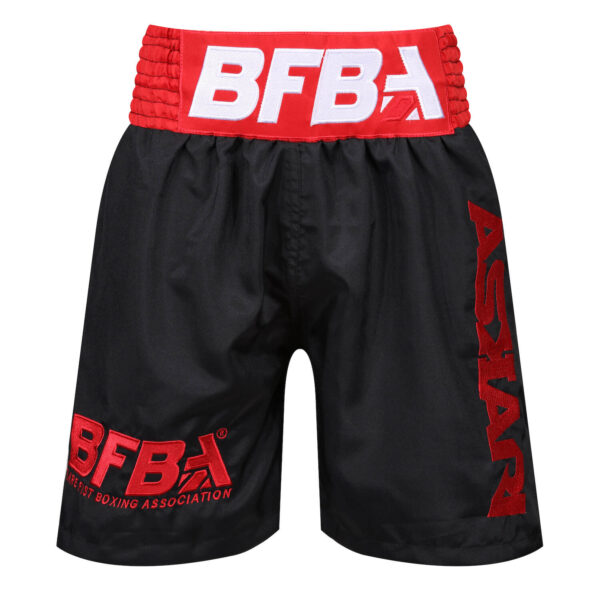 Limited Edition Askari BFBA Boxing Shorts black and red front