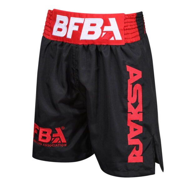 Limited Edition Askari BFBA Boxing Shorts black and red front